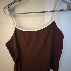 SHEIN Chocolate Brown Camisole with Cream Trim